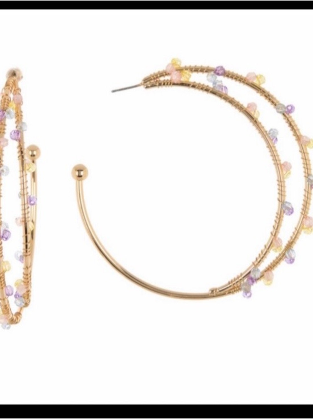 Melrose and Market multGold Hoop Earrings with beads accents NWT